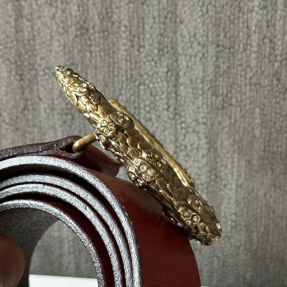 Rare Vintage Roberto Cavalli Red Leather Belt Crystal Turquoise Dragon Large 38 Rare Vintage Roberto Cavalli Red Leather Belt Crystal  main image 2